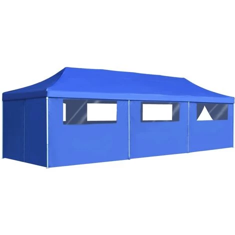 TRUE DEAL Tente De Réception Pliable Avec 8 Parois 3x9 M Bleu 3 TRUE DEAL Tente De Réception Pliable Avec 8 Parois 3x9 M Bleu