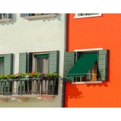 SmartSun Auvent Complet Vert Pour Fenêtres 1,20x1,20m. Store Banne Réglable En Inclinaison, Manivelle Incluse -Tente de réception Soldes 30089797 3