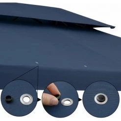 CASARIA Tonnelle De Jardin Elda 3x4 M Tente De Réception Avec Toile Hydrofuge Pavillon Pergola 2,60 M Mobilier Extérieur Bleu -Tente de réception Soldes 30135240 4