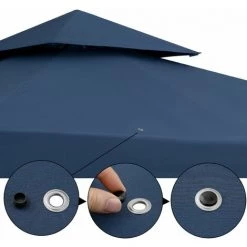 CASARIA Tonnelle De Jardin Lorca 3x3 M Tente De Réception Avec Toile Hydrofuge Pavillon Pergola 2,60 M Mobilier Extérieur Bleu -Tente de réception Soldes 30291365 4