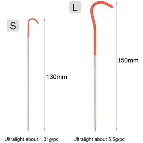 LIXADA 8Pcs150Mm Clous De Tente En Alliage De Titane Ultralegers 4 LIXADA 8Pcs150Mm Clous De Tente En Alliage De Titane Ultralegers - Image 2