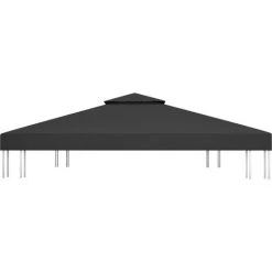 VidaXL Toile De Toit De Belvédère 2 Niveaux 310 G/m² 4x3 M Noir - Noir -Tente de réception Soldes 30778415 3
