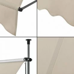 HELLOSHOP26 Brise-soleil Pare-soleil Métal Et Polyester Hauteur Variable Sable 400 X 120 X 200-300 Cm - Métal -Tente de réception Soldes 30788969 4