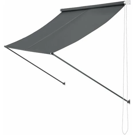 HELLOSHOP26 Brise-soleil Pare-soleil Auvent Pour Fixer Au Mur Rétractable Armature En Acier Gris 150 X 120 Cm - Gris 3 HELLOSHOP26 Brise-soleil Pare-soleil Auvent Pour Fixer Au Mur Rétractable Armature En Acier Gris 150 X 120 Cm - Gris