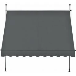 HELLOSHOP26 Brise-soleil Pare-soleil Métal Et Polyester Hauteur Variable Gris 400 X 120 X 200-300 Cm - Gris -Tente de réception Soldes 30789098 2