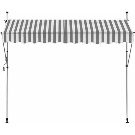 Store Banne Manuel Marquise Jardin Balcon Terrasse Auvent Télescopique 300 Cm Blanc Gris Kingpower 4 Store Banne Manuel Marquise Jardin Balcon Terrasse Auvent Télescopique 300 Cm Blanc Gris Kingpower – Image 2