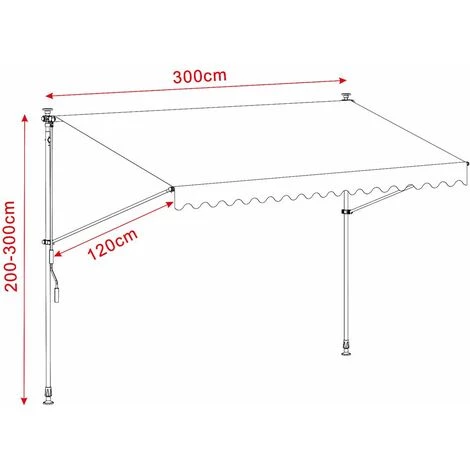 Store Banne Manuel Marquise Jardin Balcon Terrasse Auvent Télescopique 300 Cm Blanc Gris Kingpower 5 Store Banne Manuel Marquise Jardin Balcon Terrasse Auvent Télescopique 300 Cm Blanc Gris Kingpower – Image 3