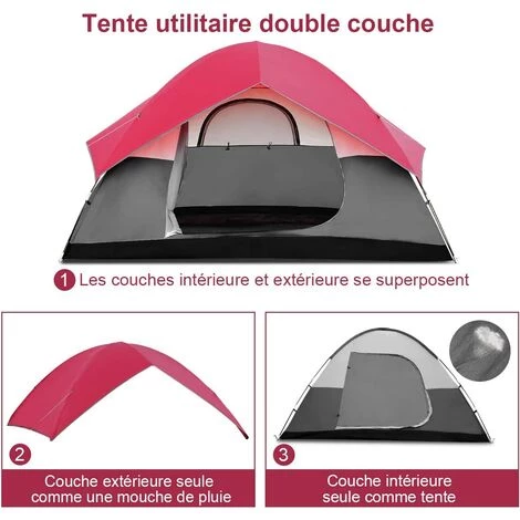 COSTWAY Tente De Camping Étanche 6 Personnes Double Couche Tente Familiale Pour Pique-nique Randonnée 300X300X165CM 6 COSTWAY Tente De Camping Étanche 6 Personnes Double Couche Tente Familiale Pour Pique-nique Randonnée 300X300X165CM - Image 4