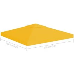 ASUPERMALL Toile De Toit De Belvedere 2 Niveaux 310 G/m² 3x3 M Jaune -Tente de réception Soldes 31559969 4