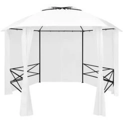 ASUPERMALL Chapiteau De Jardin Avec Rideaux 360x312x265 Cm Blanc 180 G/m²