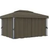 VidaXL Tonnelle Avec Rideau 4x3 M Taupe Aluminium - Taupe -Tente de réception Soldes 31568855 1
