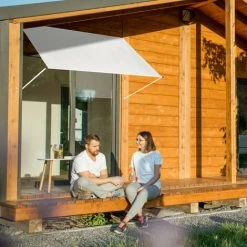 Relaxdays Auvent Rétractable, Occultant, Pour Fenêtres Protection Contre Rayons UV, Avec Câble Tailles, 120x150 Cm Beige -Tente de réception Soldes 31824961 3