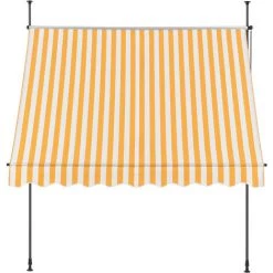 Store Banne Téléscopique Acier Polyester 150x120x200-300cm Jaune Blanc [pro.tec] -Tente de réception Soldes 31908376 4