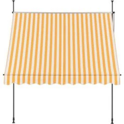 Store Banne Téléscopique Acier Polyester 200 X 120 X 200-300 Cm Jaune Blanc [pro.tec] -Tente de réception Soldes 31908385 4