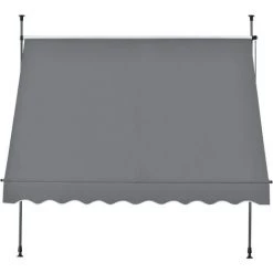 Store Banne Téléscopique Acier Polyester 200 X 120 X 200-300 Cm Gris Ardoise [pro.tec] -Tente de réception Soldes 31908609 4