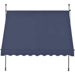 Store Banne Téléscopique Acier Polyester 400 X 120 X 200-300 Cm Bleu Foncé [pro.tec] -Tente de réception Soldes 31908696 4