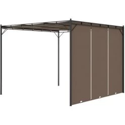 VidaXL Belvédère De Jardin Avec Rideau Latéral 3x3x2,25 M Taupe - Taupe -Tente de réception Soldes 31975815 5