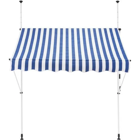 Store Banne Terrasse Auvent à Pince Rétractable 250x120 Cm Bleu Blanc ML-Design 4 Store Banne Terrasse Auvent à Pince Rétractable 250x120 Cm Bleu Blanc ML-Design - Image 2