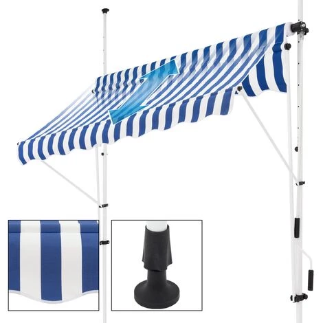Store Banne Terrasse Auvent à Pince Rétractable 250x120 Cm Bleu Blanc ML-Design 6 Store Banne Terrasse Auvent à Pince Rétractable 250x120 Cm Bleu Blanc ML-Design - Image 4