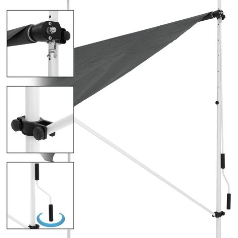 Store Banne Terrasse Balcon Auvent Rétractable Réglable 150x120cm Gris ML-Design 5 Store Banne Terrasse Balcon Auvent Rétractable Réglable 150x120cm Gris ML-Design - Image 3