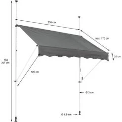 Store Banne Terrasse Balcon Auvent Rétractable Réglable 250x120cm Gris ML-Design -Tente de réception Soldes 32040710 5