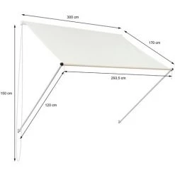 Auvent De Fenêtre Store Abri De Soleil Balcon Jardin Beige 3,0 X 1,2 M ML-Design -Tente de réception Soldes 32088775 5