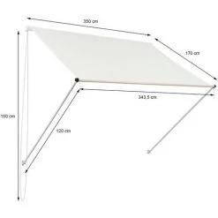 Auvent De Fenêtre Store Abri De Soleil Balcon Jardin Beige 3,5 X 1,2 M ML-Design 11 Auvent De Fenêtre Store Abri De Soleil Balcon Jardin Beige 3,5 X 1,2 M ML-Design -Tente de réception Soldes 32088780 5