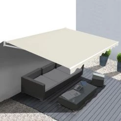 IDMARKET Store Banne Manuel 3,80x3 M écru - Ecru