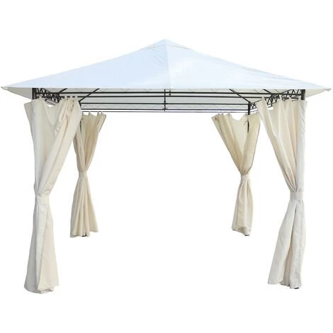 Tonnelle De Jardin Gazebo Tente Pour Extérieur Acier Chillvert Milos 295x295x250 Cm Rideaux Beige 3 Tonnelle De Jardin Gazebo Tente Pour Extérieur Acier Chillvert Milos 295x295x250 Cm Rideaux Beige