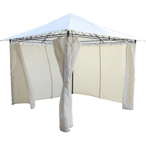 Tonnelle De Jardin Gazebo Tente Pour Extérieur Acier Chillvert Milos 295x295x250 Cm Rideaux Beige 4 Tonnelle De Jardin Gazebo Tente Pour Extérieur Acier Chillvert Milos 295x295x250 Cm Rideaux Beige - Image 2