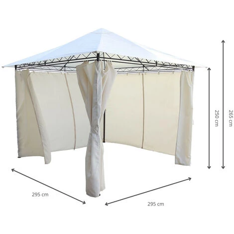 Tonnelle De Jardin Gazebo Tente Pour Extérieur Acier Chillvert Milos 295x295x250 Cm Rideaux Beige 6 Tonnelle De Jardin Gazebo Tente Pour Extérieur Acier Chillvert Milos 295x295x250 Cm Rideaux Beige - Image 4