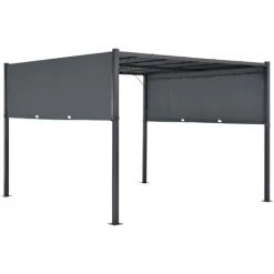 Pergola Fortaleza LED Solaire Acier Polyester 400 X 300 Cm Gris Foncé [en.casa] -Tente de réception Soldes 32381223 3