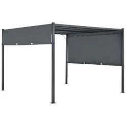 Pergola Fortaleza LED Solaire Acier Polyester 400 X 300 Cm Gris Foncé [en.casa] -Tente de réception Soldes 32381223 4