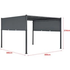 Pergola Fortaleza LED Solaire Acier Polyester 400 X 300 Cm Gris Foncé [en.casa] -Tente de réception Soldes 32381223 5