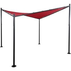 Pergola HHG-885, Auvent De Pavillon De Jardin, Armature Robuste En Acier ~ 3x3m Bordeaux