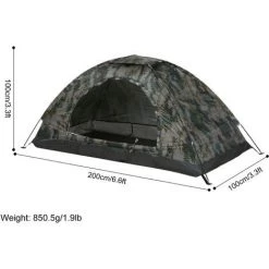 ASUPERMALL Tente De Camping Ultralegere, Tente Portable Monocouche, Anti-Ultraviolets, Camouflage 200 * 100 * 100Cm (Pour 1 Personne) -Tente de réception Soldes 32923230 5