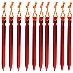 BETTERLIFE Hiker Piquets Tente, Sardines Tente Camping 18 Cm Avec Pochette De Rangement, Lot De 10(rouge)