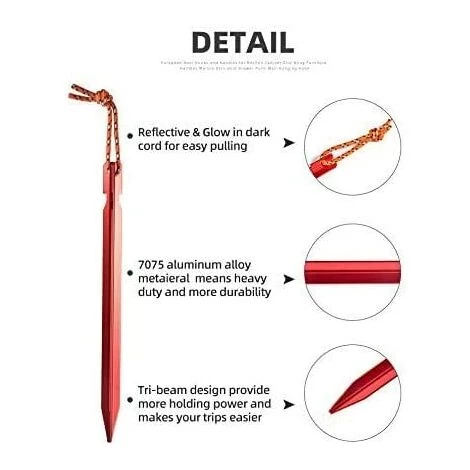 BETTERLIFE Lot De 10 Clous De Sol Pour Tente, Avec Corde Coupe-Vent, Extracteur De Clous, Marteau En Plastique, Boucle à Double œil, Pour La Tente De Camping En Plein Air, Les Auvents, La Randonnée.(rouge) 5 BETTERLIFE Lot De 10 Clous De Sol Pour Tente, Avec Corde Coupe-Vent, Extracteur De Clous, Marteau En Plastique, Boucle à Double œil, Pour La Tente De Camping En Plein Air, Les Auvents, La Randonnée.(rouge) – Image 3