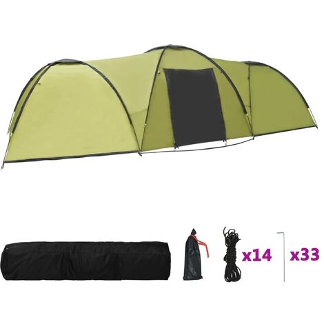 TRUE DEAL Tente Igloo De Camping 650x240x190 Cm 8 Personnes Vert 4 TRUE DEAL Tente Igloo De Camping 650x240x190 Cm 8 Personnes Vert - Image 2