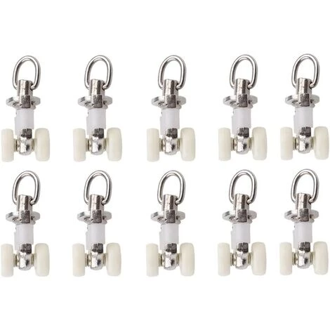 BETTERLIFE 10 Pièces Rouleaux De Rail Planeur De Voie De Rideau Plastique Twin à Roulettes En Alliage D'aluminium 3 BETTERLIFE 10 Pièces Rouleaux De Rail Planeur De Voie De Rideau Plastique Twin à Roulettes En Alliage D'aluminium