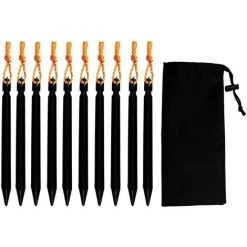ILoveMilan Piquets De Tente, 10 Pièces Piquet De Fixation Pour Bache, Sardines Piquet, Pour Camping Randonnée Voyage Backpacking Activités Extérieur - Noir