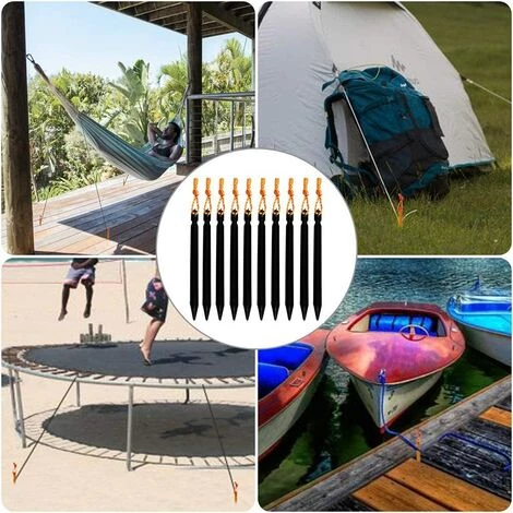 ILoveMilan Piquets De Tente, 10 Pièces Piquet De Fixation Pour Bache, Sardines Piquet, Pour Camping Randonnée Voyage Backpacking Activités Extérieur - Noir 7 ILoveMilan Piquets De Tente, 10 Pièces Piquet De Fixation Pour Bache, Sardines Piquet, Pour Camping Randonnée Voyage Backpacking Activités Extérieur - Noir – Image 5
