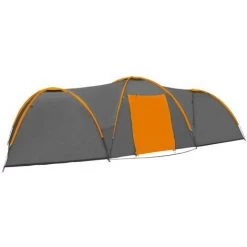 VidaXL Tente Igloo De Camping 650x240x190cm 8 Personnes Gris Et Orange - Gris -Tente de réception Soldes 33370477 3