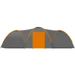 VidaXL Tente Igloo De Camping 650x240x190cm 8 Personnes Gris Et Orange - Gris -Tente de réception Soldes 33370477 4