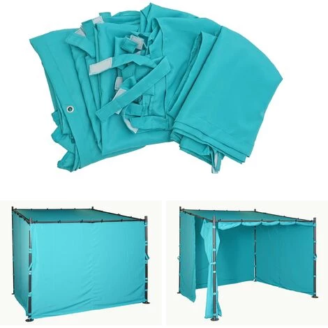 Jeu De 4 Parois Latérales Pour Pergola HHG-927, Parois Latérales De Remplacement 3x3m Polyester ~ Turquoise 4 Jeu De 4 Parois Latérales Pour Pergola HHG-927, Parois Latérales De Remplacement 3x3m Polyester ~ Turquoise – Image 2