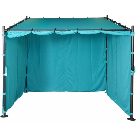 Jeu De 4 Parois Latérales Pour Pergola HHG-927, Parois Latérales De Remplacement 3x3m Polyester ~ Turquoise 5 Jeu De 4 Parois Latérales Pour Pergola HHG-927, Parois Latérales De Remplacement 3x3m Polyester ~ Turquoise – Image 3