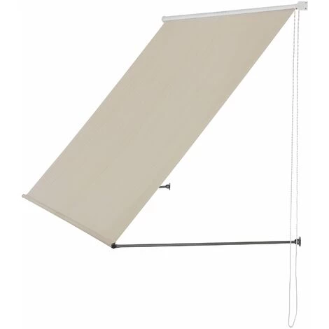 HELLOSHOP26 Brise-soleil Pare-soleil Auvent Pour Fixer Au Mur Rétractable Armature En Acier 250 X 120 Cm Beige - Beige 4 HELLOSHOP26 Brise-soleil Pare-soleil Auvent Pour Fixer Au Mur Rétractable Armature En Acier 250 X 120 Cm Beige - Beige - Image 2