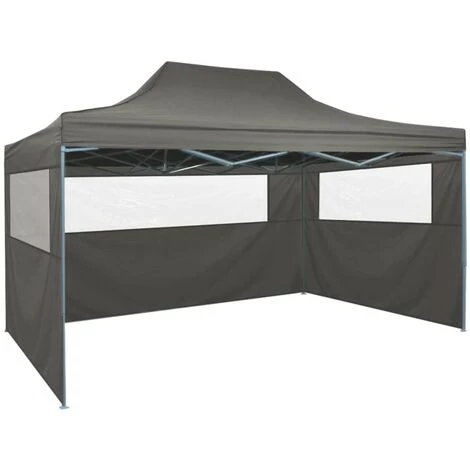 TRUE DEAL Tente De Réception Pliable Avec 3 Parois 3x4 M Acier Anthracite 3 TRUE DEAL Tente De Réception Pliable Avec 3 Parois 3x4 M Acier Anthracite