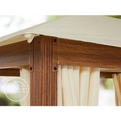 INTENT24.FR Tonnelle De Jardin 3x4 M Design En Optique Bois Toit En Polyester D'env. 220g/m², 4 Parois Latérales Champagne - Champagne -Tente de réception Soldes 33566717 4