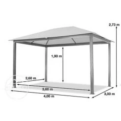 INTENT24.FR Tonnelle De Jardin 3x4 M Design En Optique Bois Toit En Polyester D'env. 220g/m², 4 Parois Latérales Champagne - Champagne -Tente de réception Soldes 33566717 5